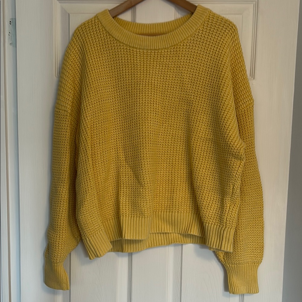 Old Navy Yellow Crew Neck Sweater with Ribbed Knit